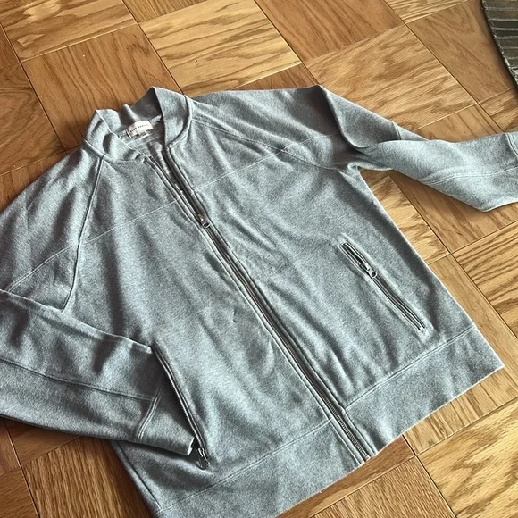 CLUB MONACO Heather Gray Collared Zippered Men’s Bonded Jacket Outerwear - Picture 3 of 4